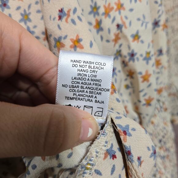 Love Tree Tan Beige Floral Cottagecore Smocked Crop Top Skirt Set Size Medium - Picture 8 of 15